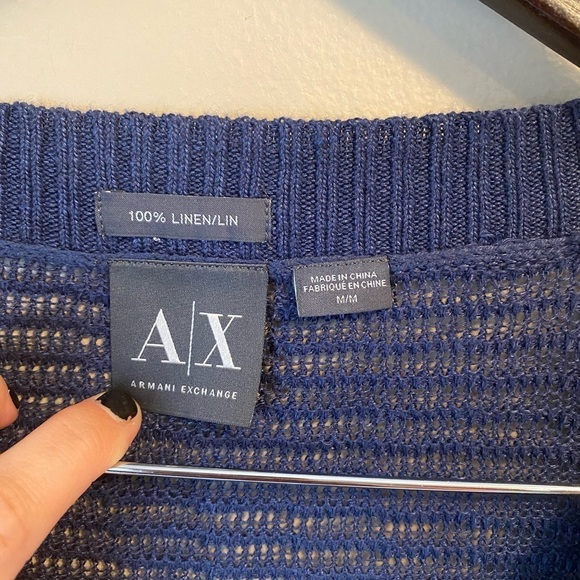 Armani Exchange 100% Linen Ribbed V Neck Sweater - Picture 8 of 9